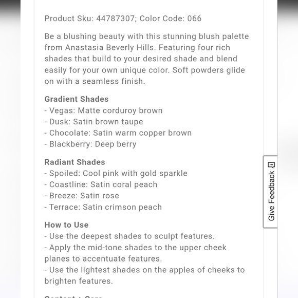 Anastasia Beverly Hills Blush Kit Radiant Palette Vegan Cruelty Free 4 Shades - Picture 3 of 9